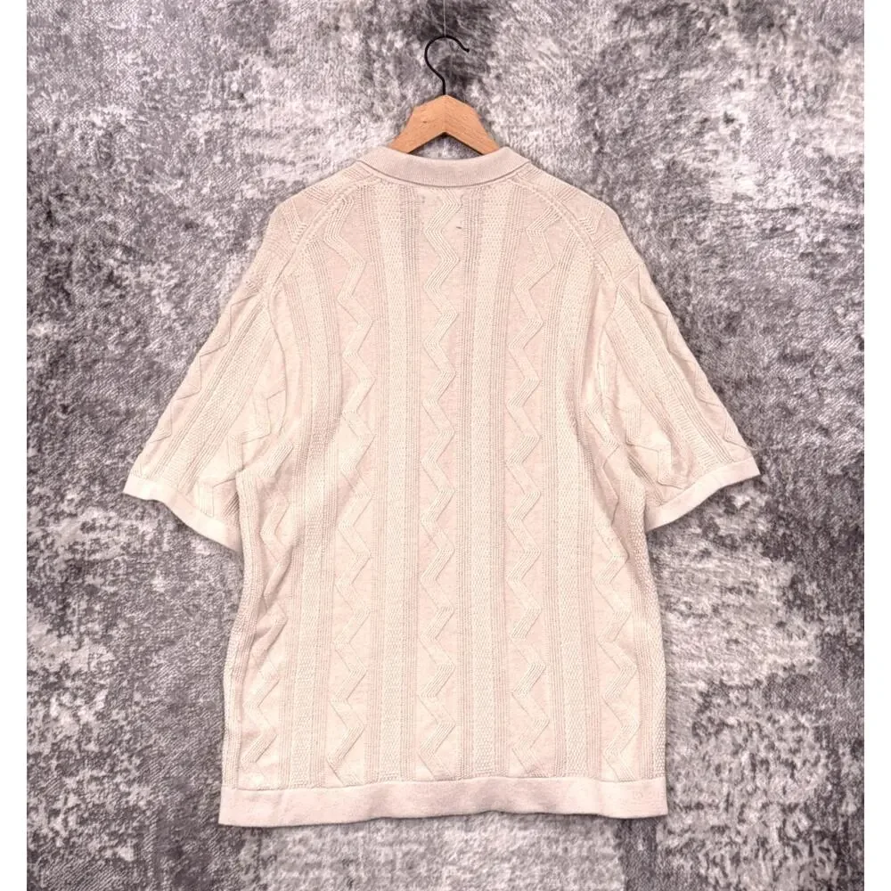Abercrombie & Fitch Shirt XL Mens Zig Zag Knit Camp Collar Button Down_3